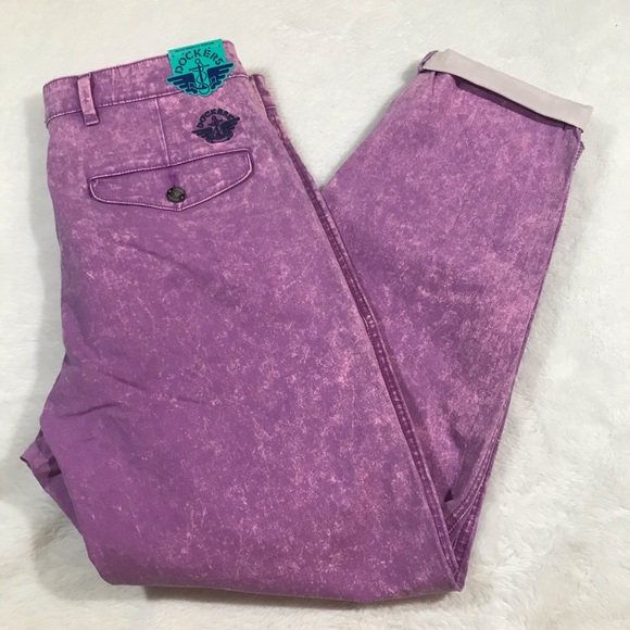 NWT DOCKERS URBAN acid wash pleated pant purple